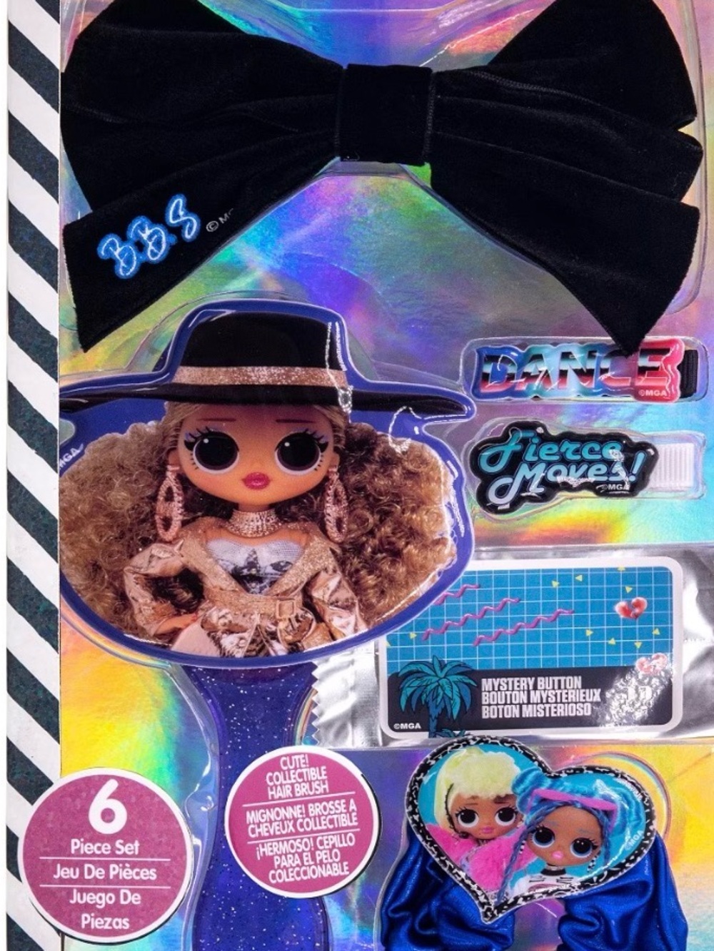 L.O.L. Surprise! Black Velvet Hair Bow with Fierce Moves Patch